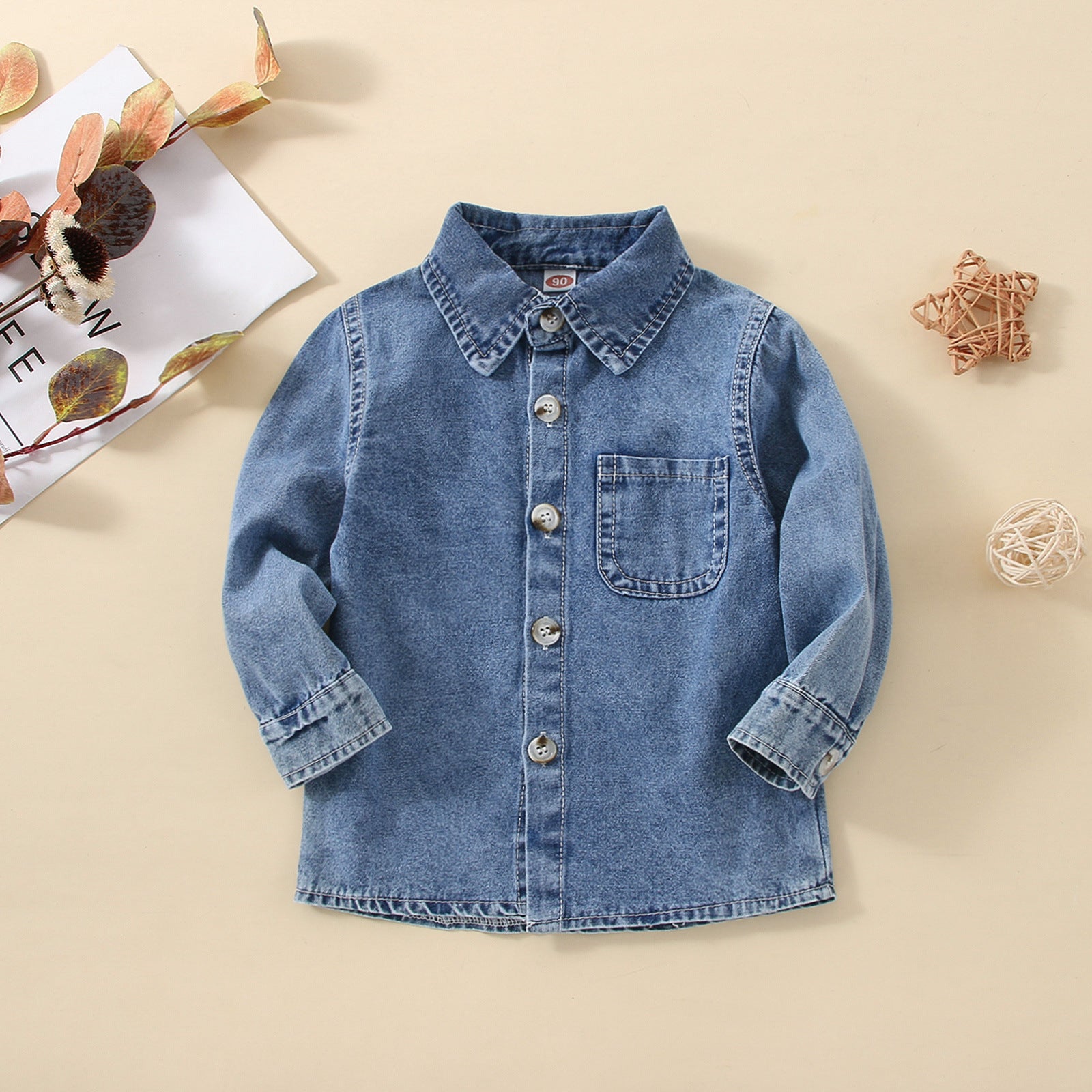 Camicia in Jeans Bambino  Maniche Lunghe, Blu o Nero
