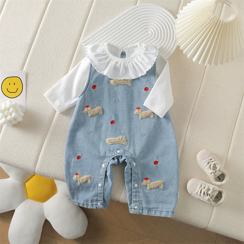 Completo Bambina 2 Pezzi – camicetta+ Salopette in Jeans