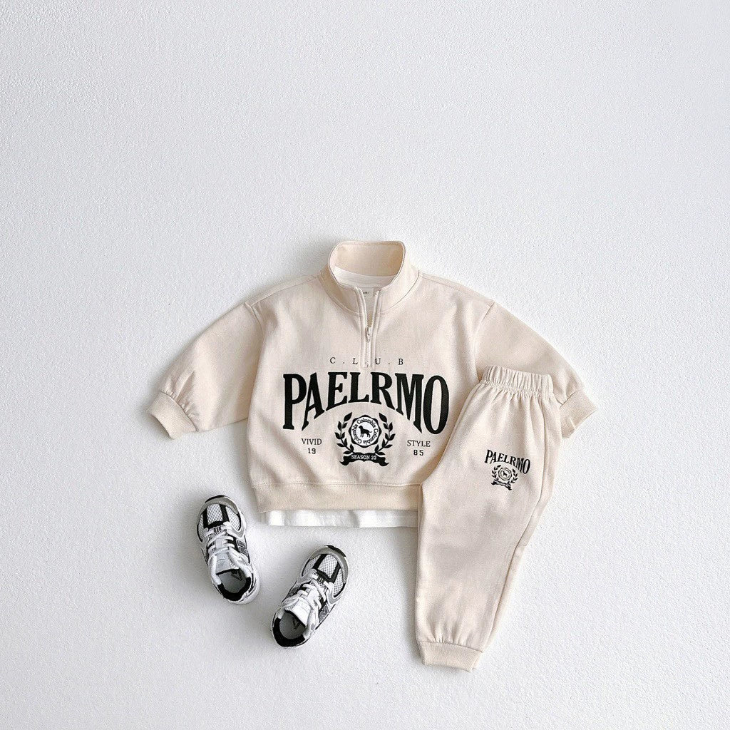 Completo Sportivo Bimbo "PAELRMO Club" – Felpa Zip e Pantaloni Jogger