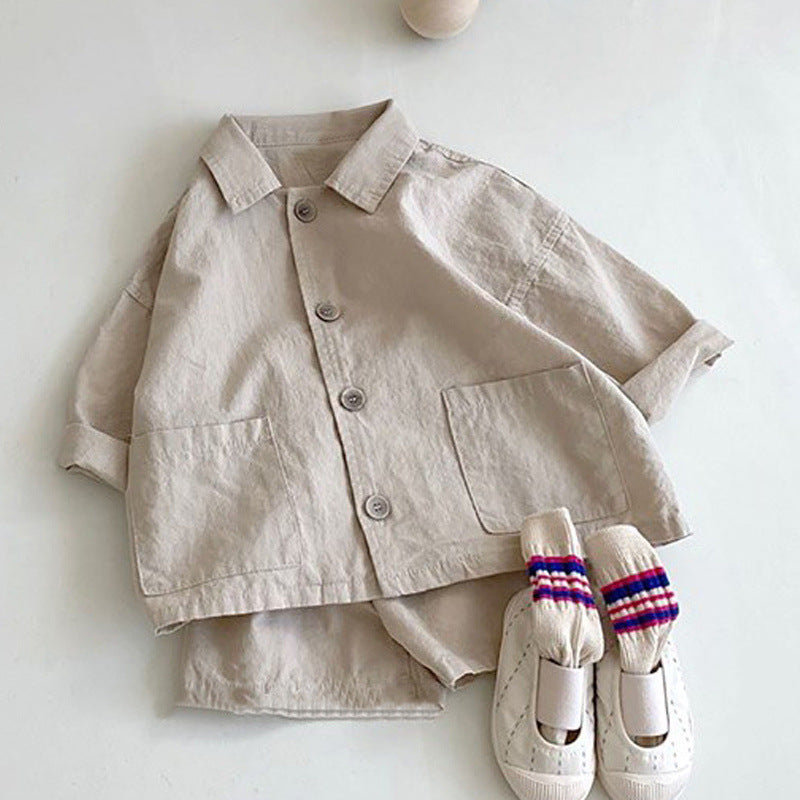 Completo Estivo Bambino in Lino  Camicia e Shorts