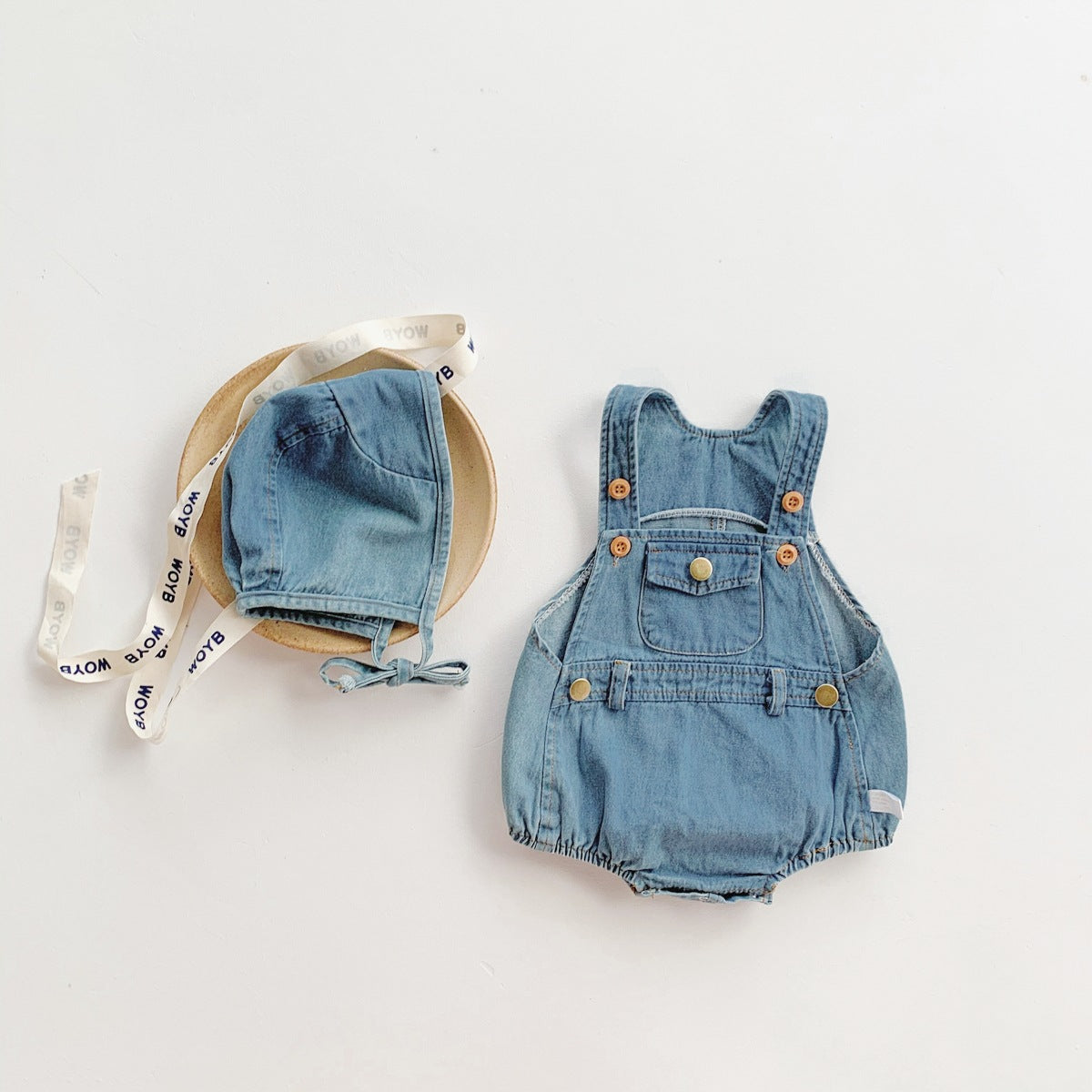Set Salopette pagliaccetto e Cappello per neonato e bambini in Stile Casual