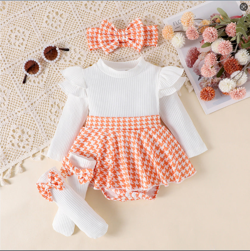 Completo Bambina 4 Pezzi   Vestitino, Calzini e Fascia