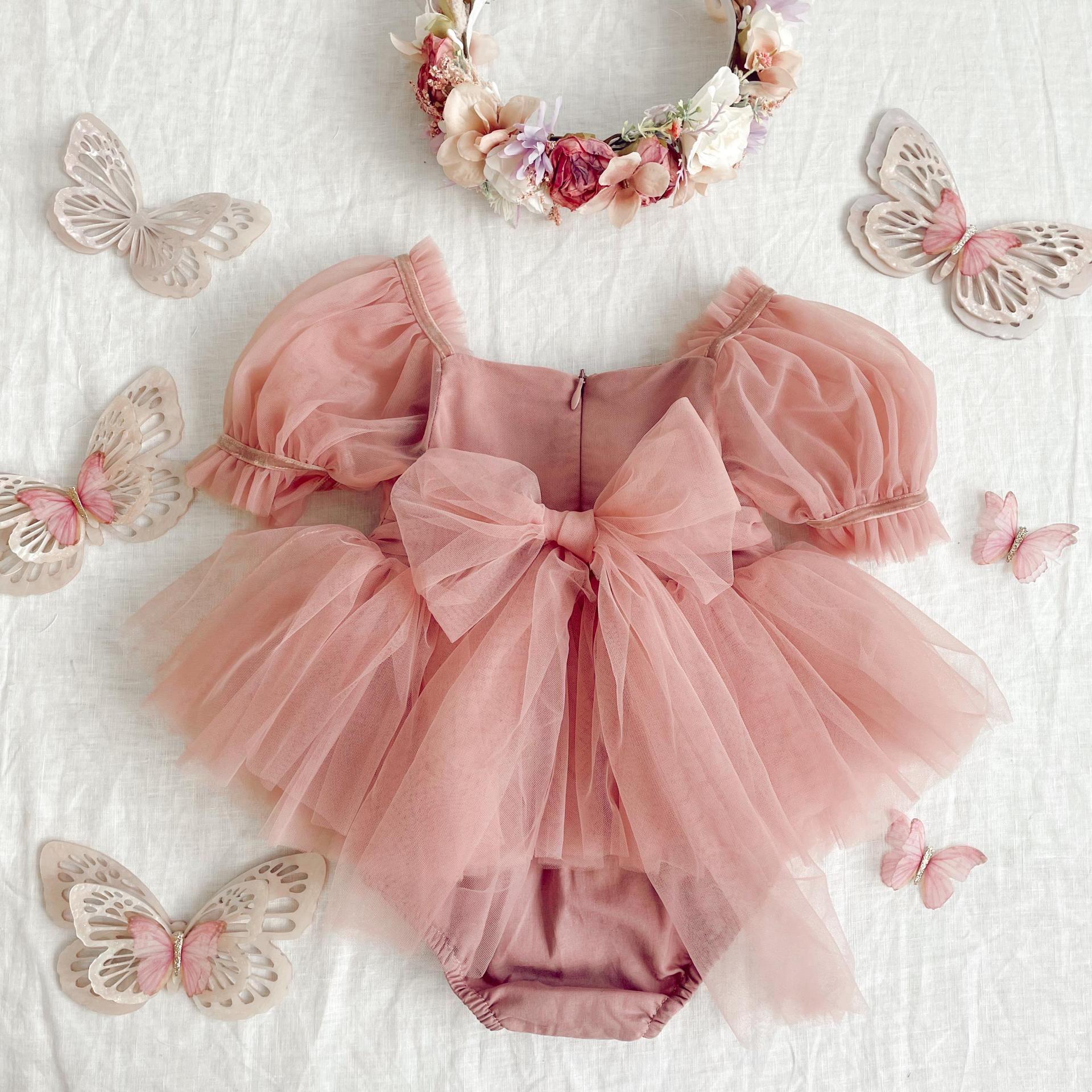 Body da Bambina Elegante in Tulle Rosa con Fiocco