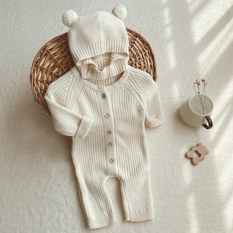 Tutina Neonato/a  in Maglia con Berretto Orsetto