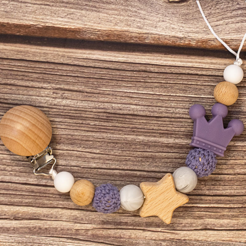 Portaciuccio in Legno e Silicone – Design Naturale con Perline