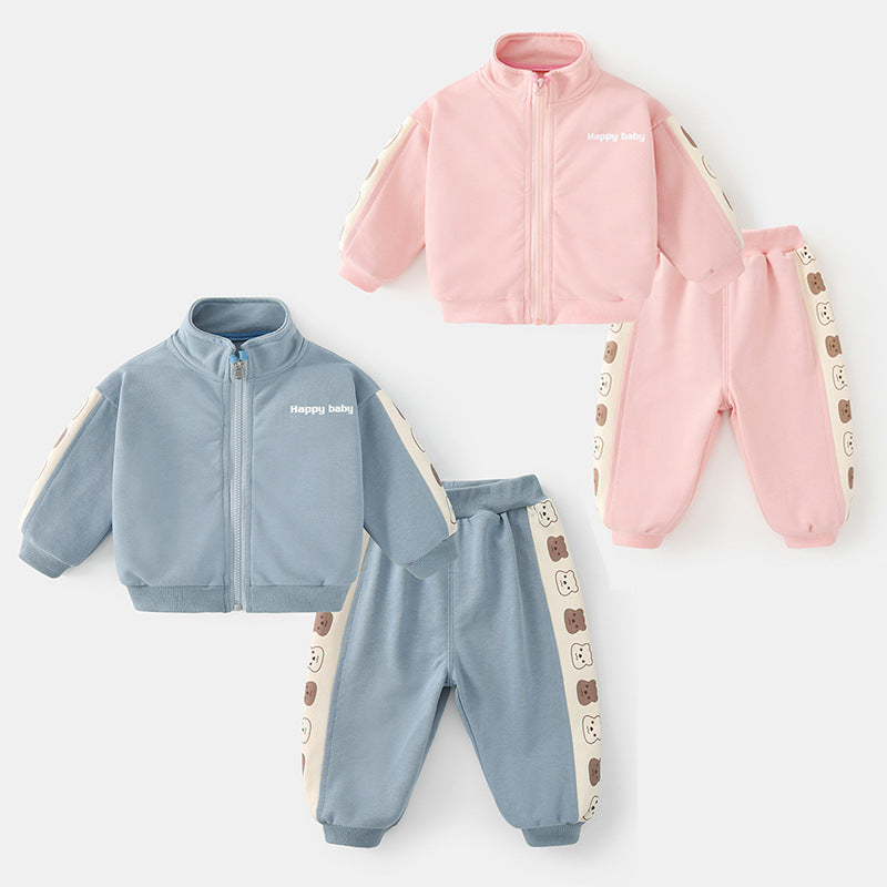 Tuta Bimbo/Bimba 2 Pezzi   Felpa con Zip e Pantaloni con Orsetti | “Happy Baby”