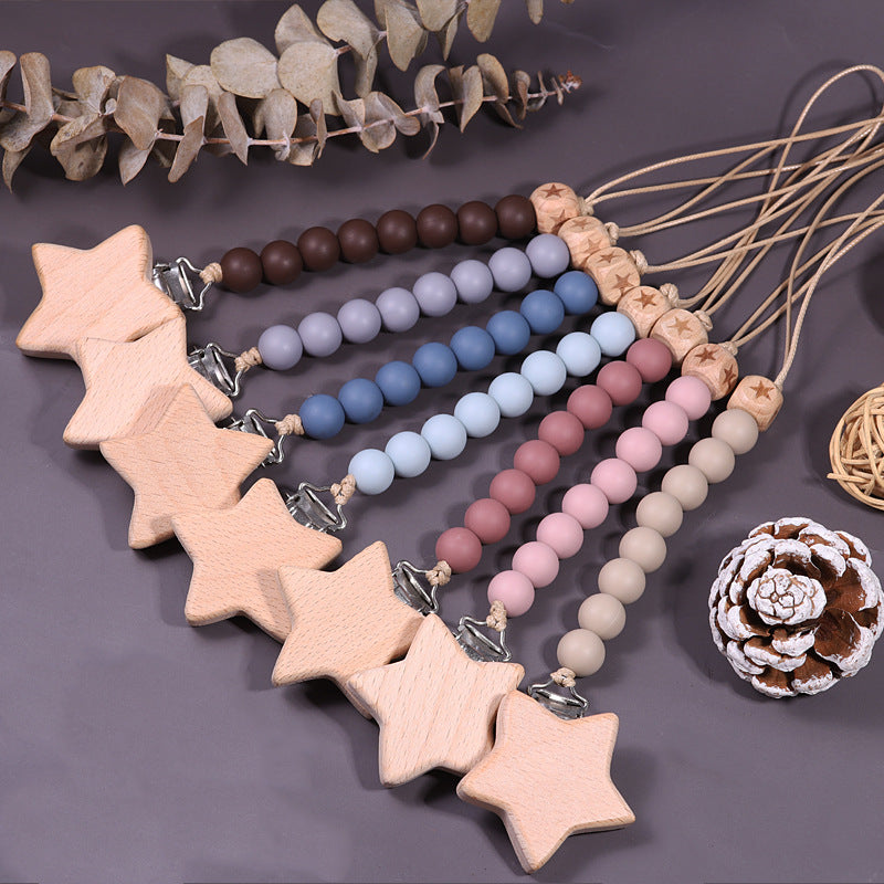 Catenina  in Legno e Silicone con Clip a Stella