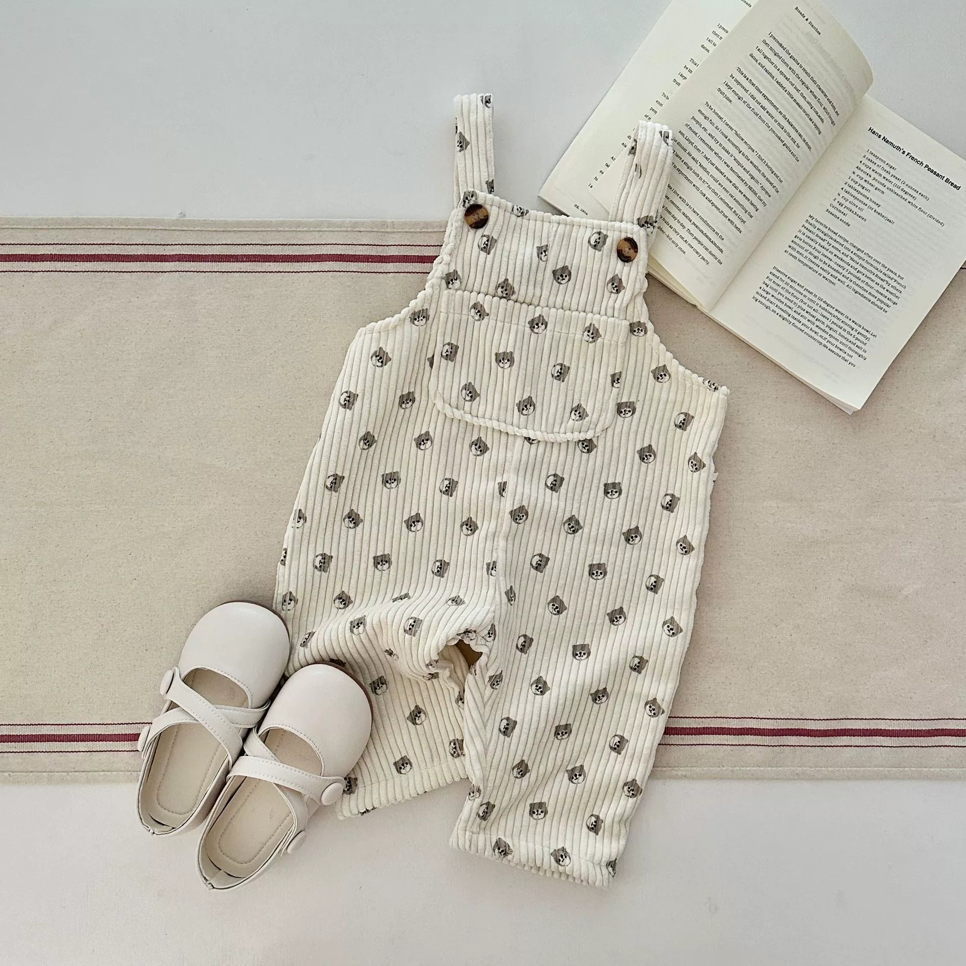 Salopette Neutra crema orsetti rigata – Autunno/Inverno