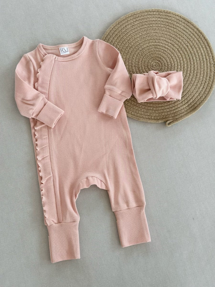 Tutina Bimba  con Volant + Fascia Fiocco  Stile Romantico e Comodo