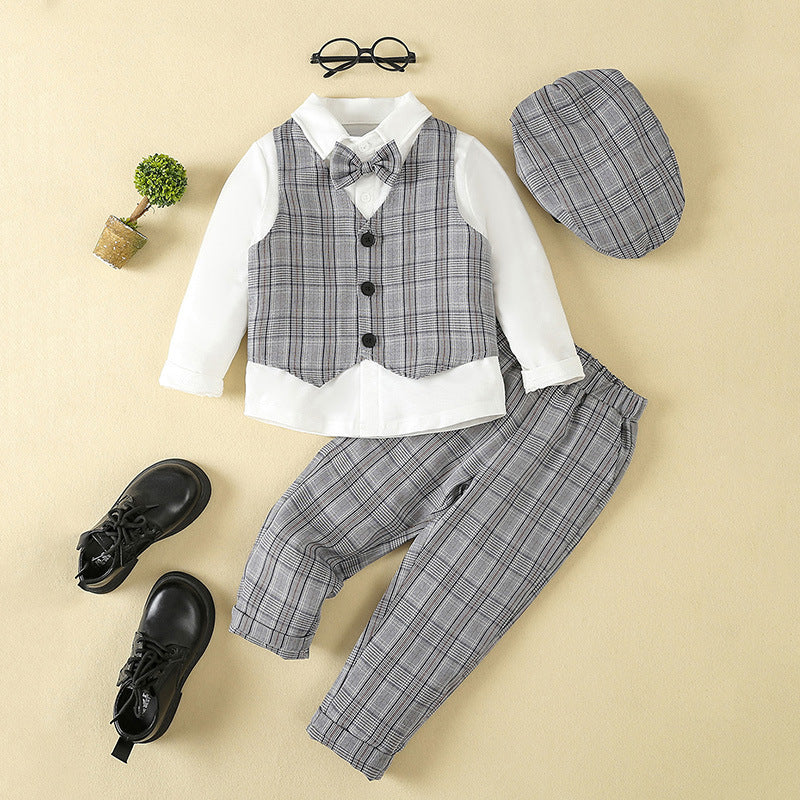 Completo Elegante Bambino  Gilet, Camicia, Pantaloni e Cappello