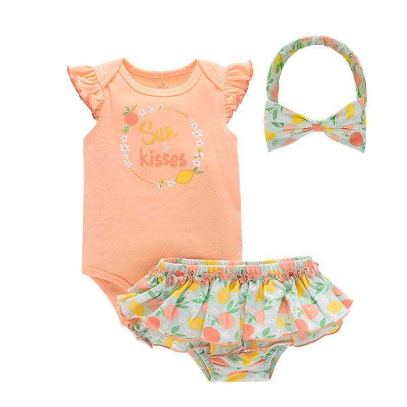 Completo Estivo Neonata   Body, Bloomers e Fascia Coordinata