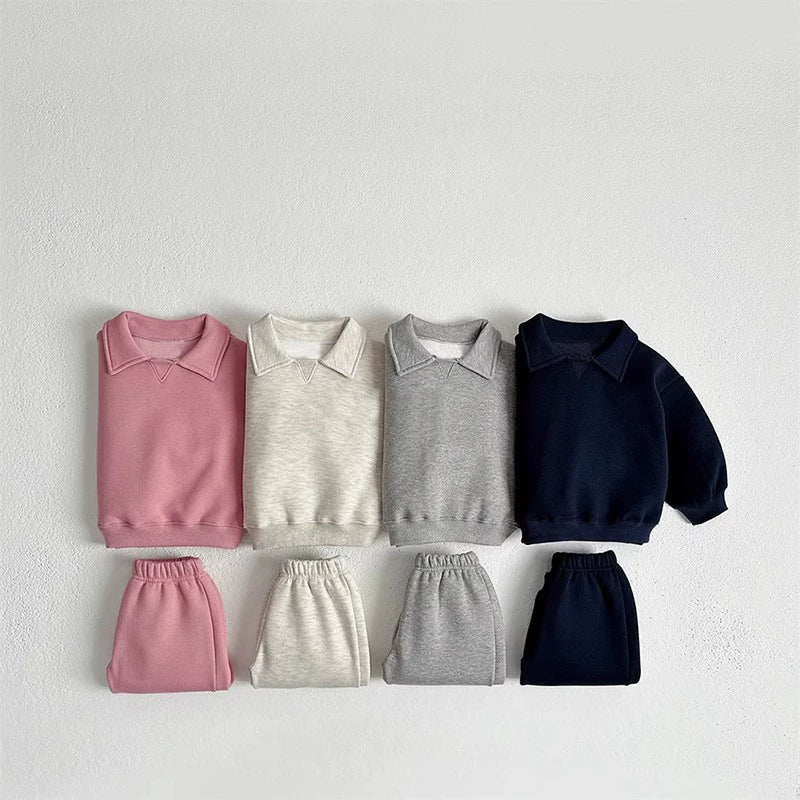 Tuta unisex in Cotone Rosa  2 Pezzi con Colletto a Punta