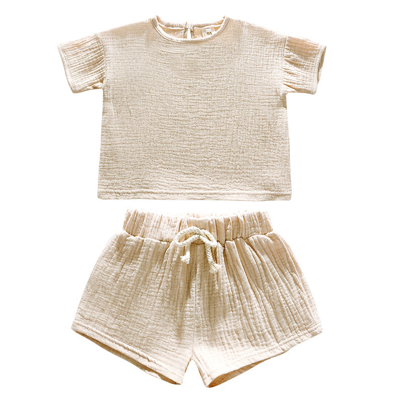 Completo Estivo Bambino in Mussola di Cotone   T-Shirt e Shorts