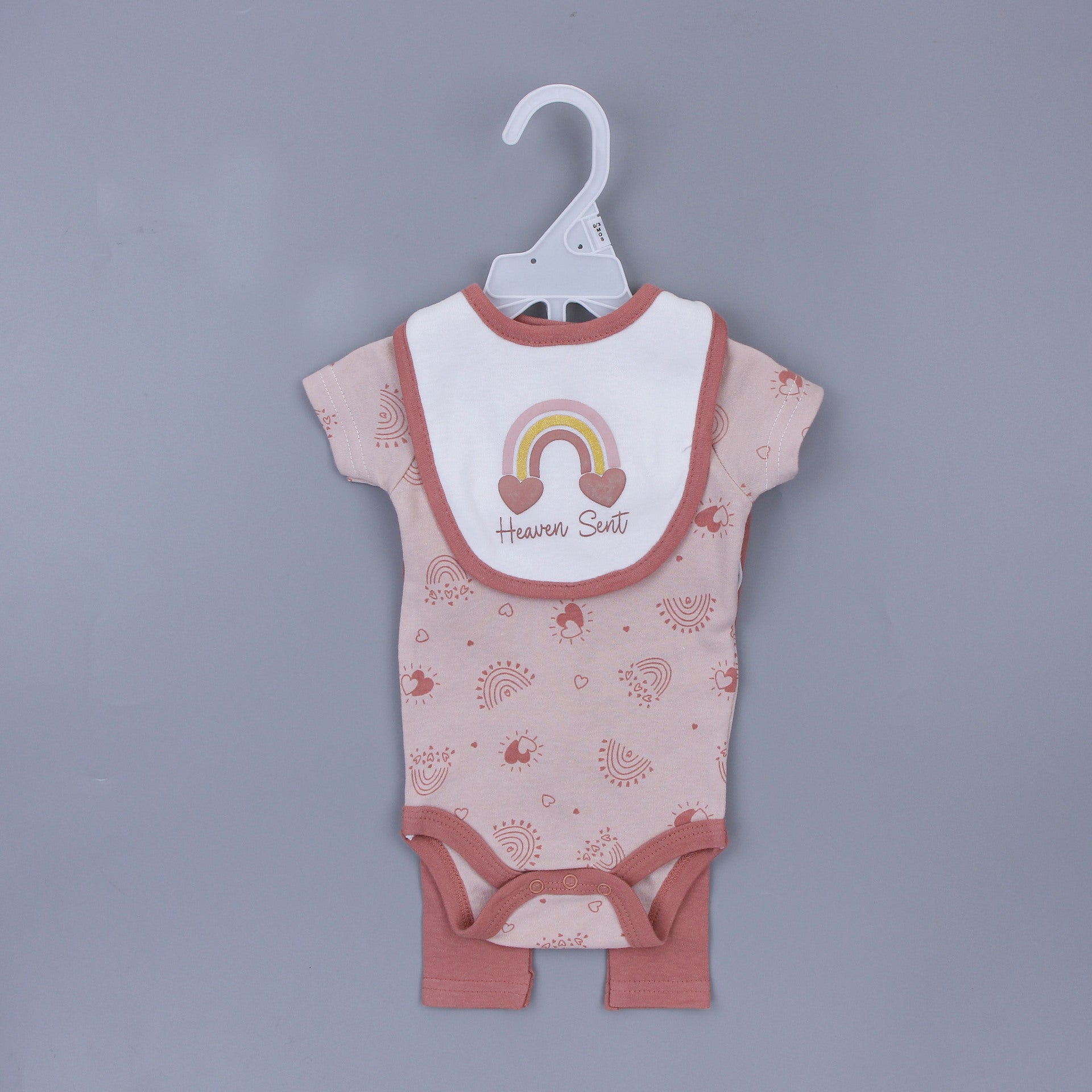 Set Nascita Neutro Bimbo/BImba  3 Pezzi - Body, Bavaglino e Pantaloni "Keepin' It Wild"