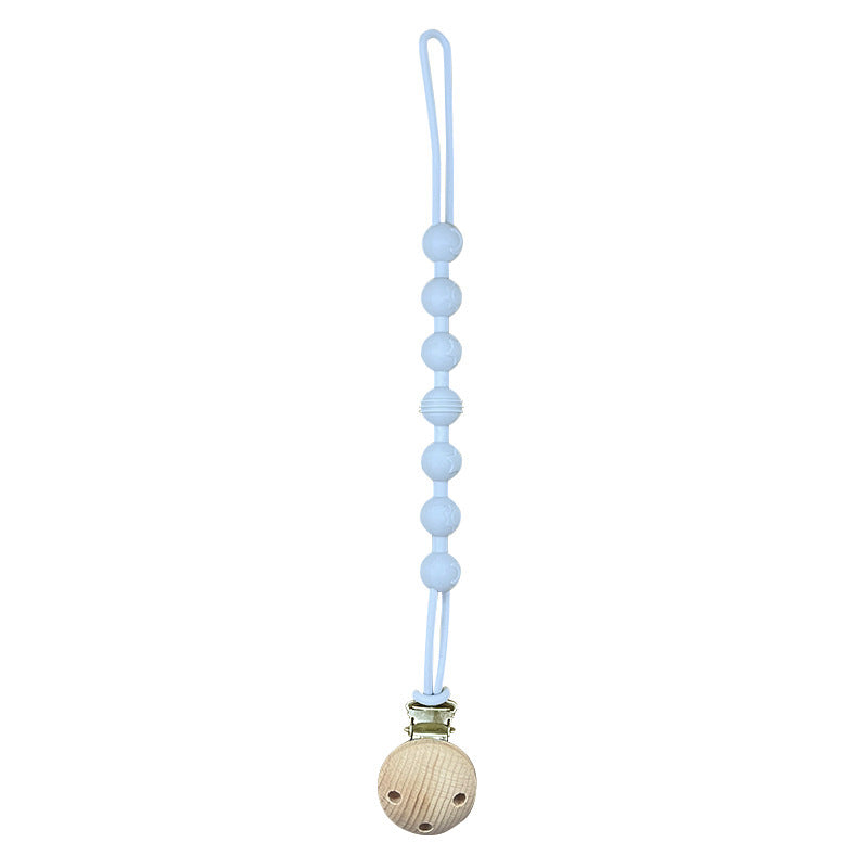 Catenina  in Silicone con clip in  Legno Naturale