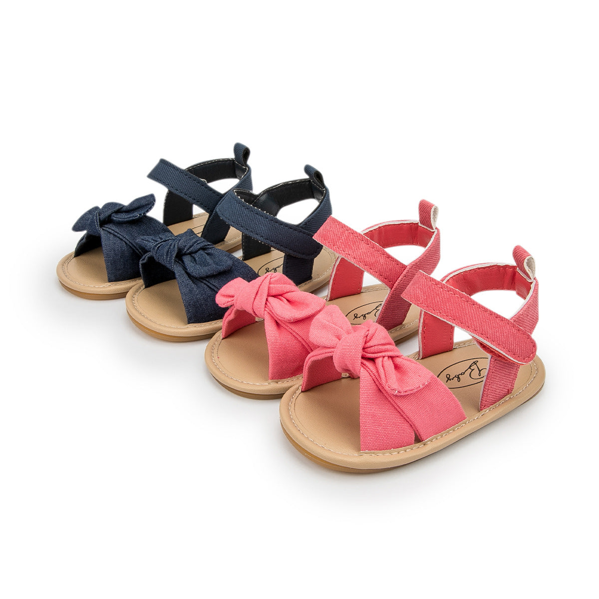 Sandali Estivi per Neonata  Design con Fiocco e Chiusura a Strappo