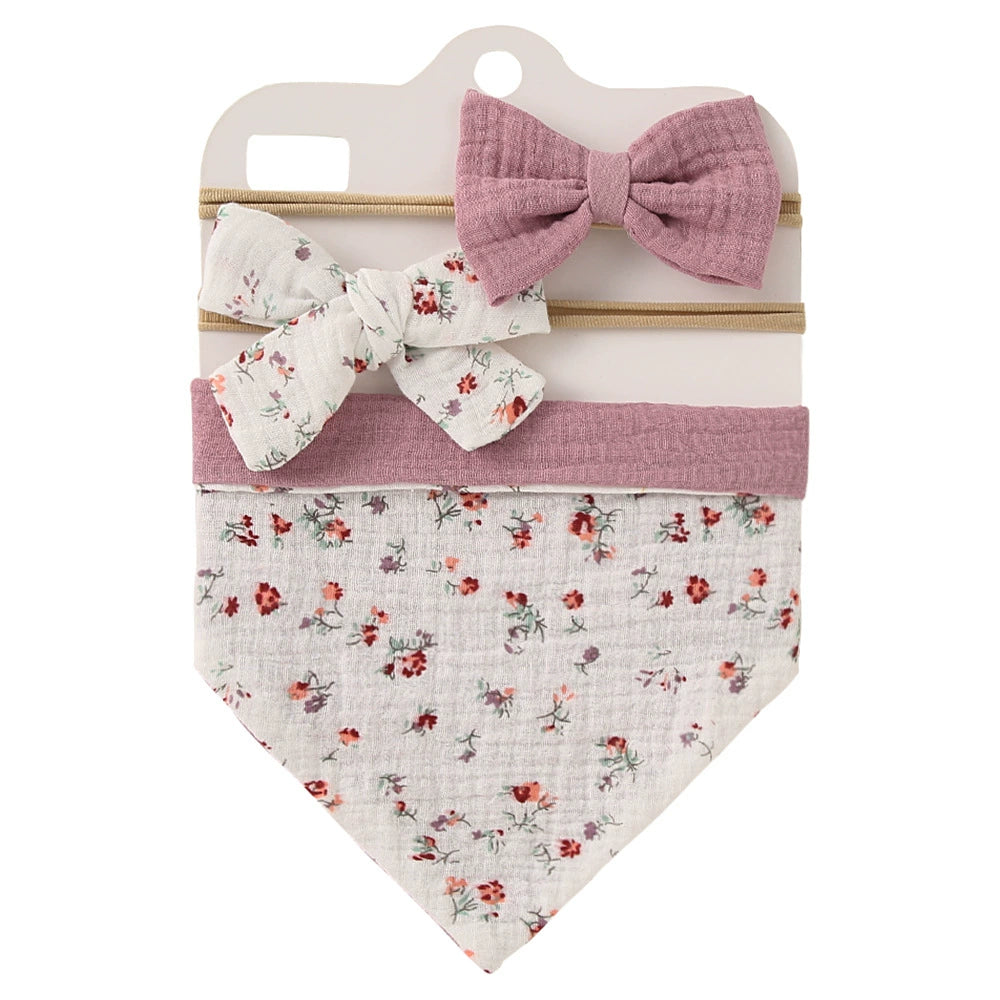 Set Bavetta Neonata + 2 Elastici per Capelli con Fiocco – Antico Floreale
