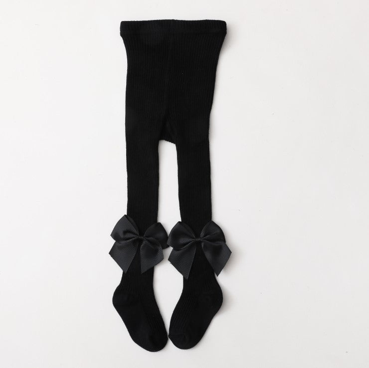 Collant Eleganti per Bambina con Fiocco in Raso  vari colori caldo cotone