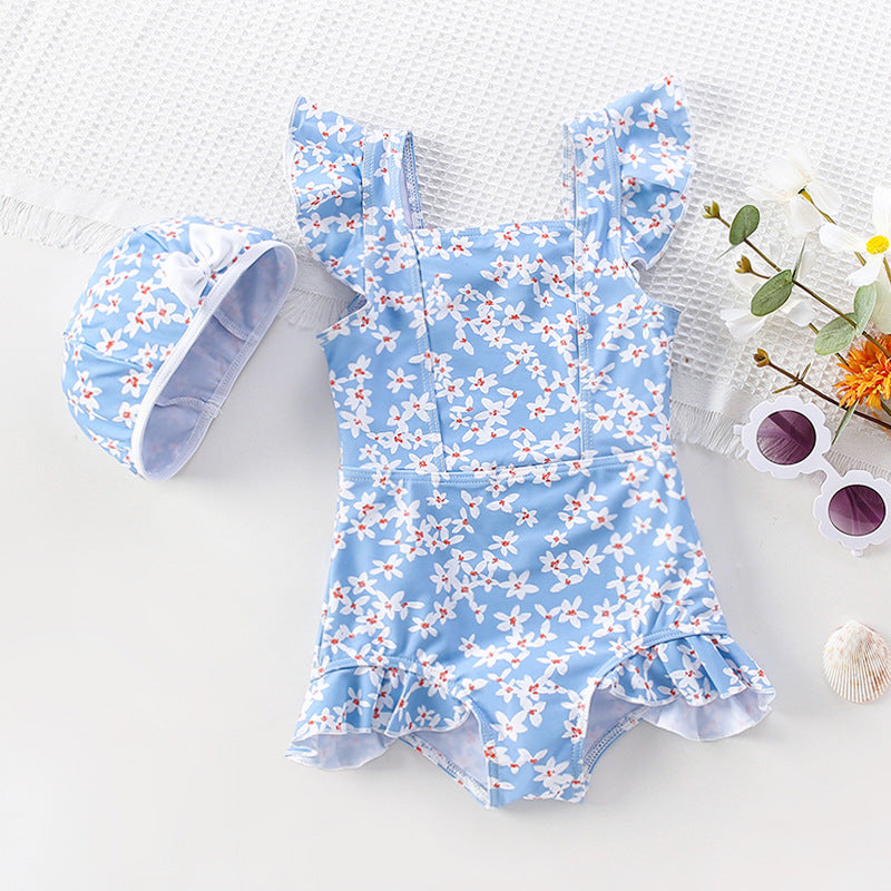 Costume Intero Bimba “Fior di Cielo”  con Cuffietta