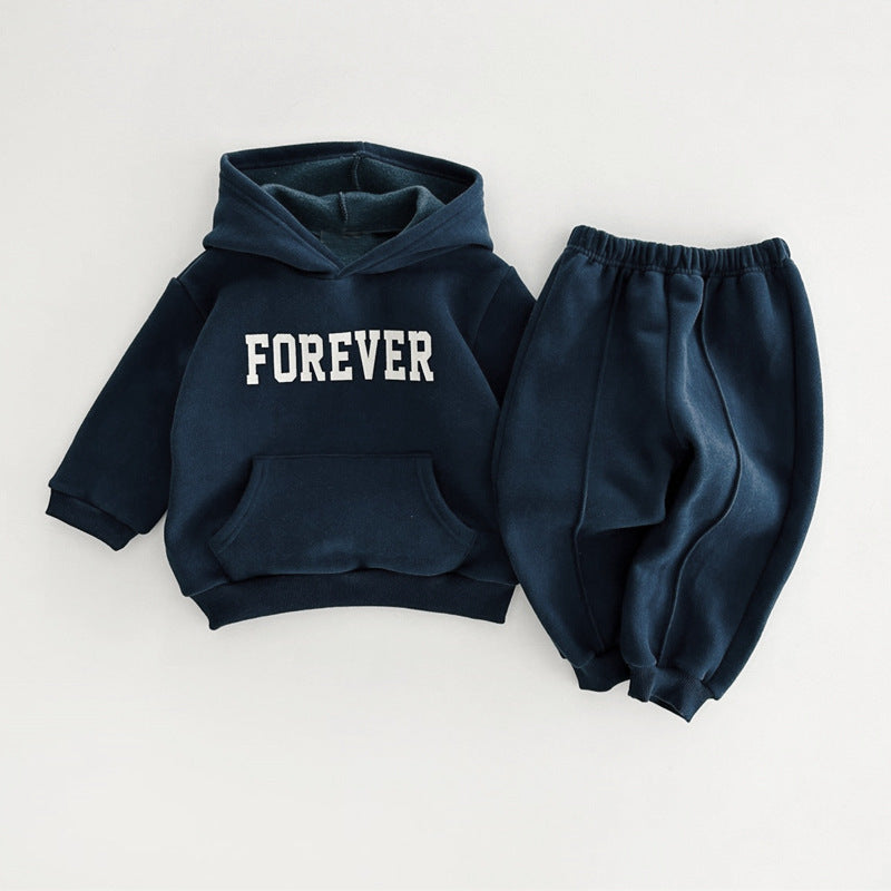 Tuta Bambino/Bambina  con Cappuccio e Scritta "FOREVER"