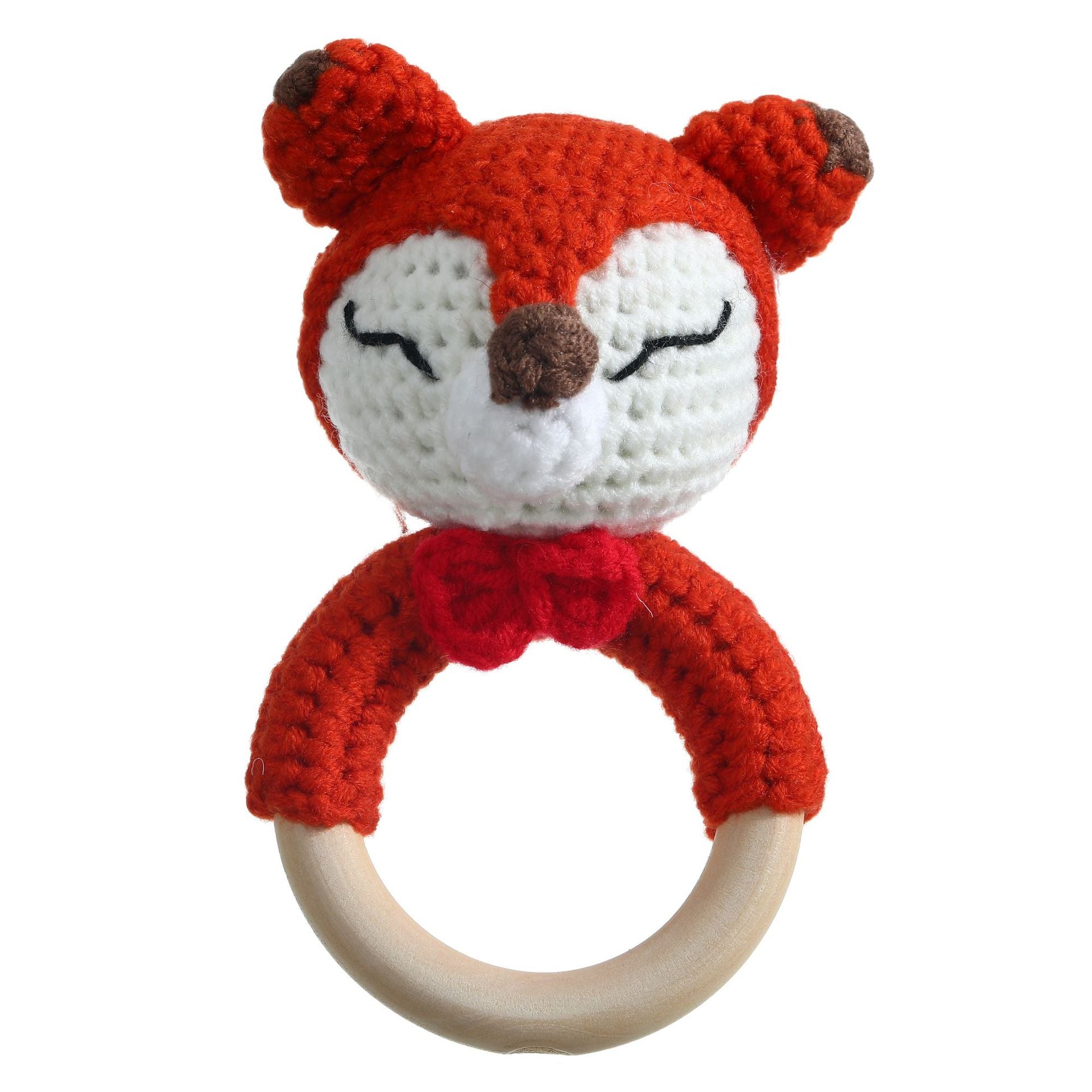 Sonaglio uncinetto in legno naturale – Animali baby