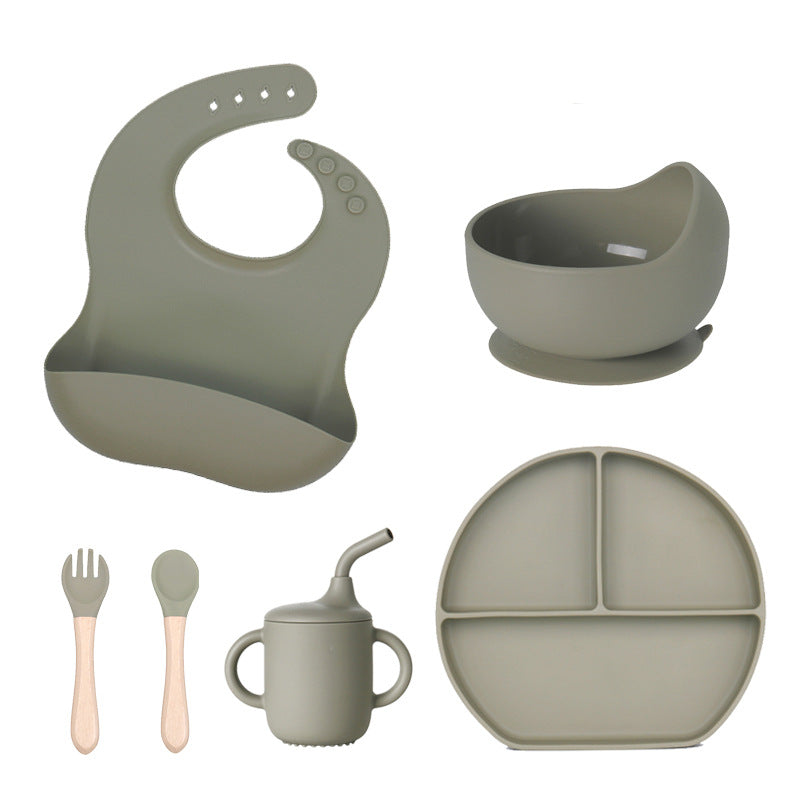 Set pappa in silicone 6 pezzi con piatto diviso – Antiscivolo, BPA Free