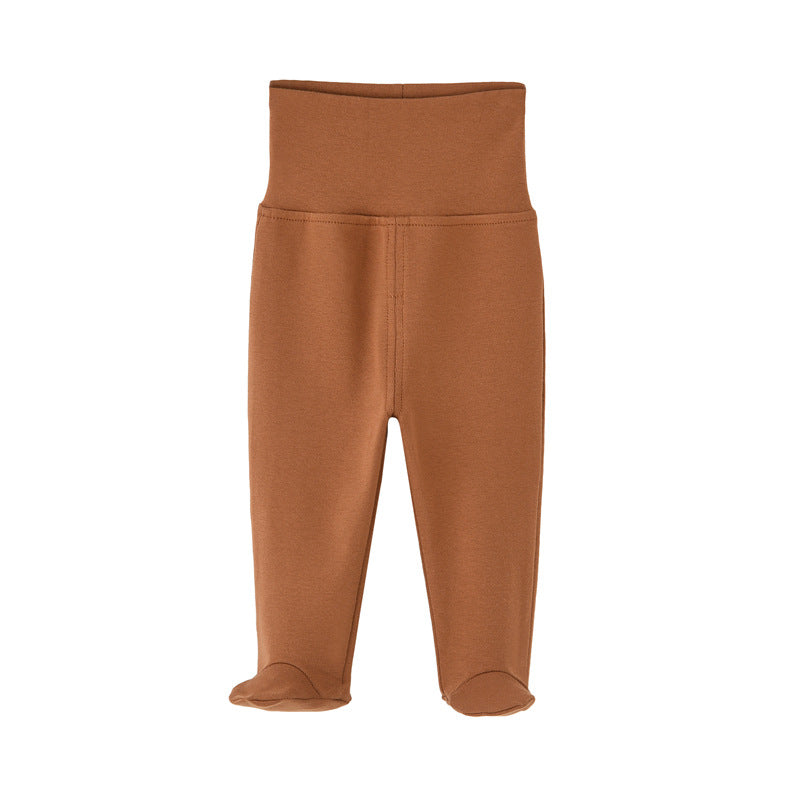 Pantaloni Neonato in Cotone con Piedini  Vita Alta