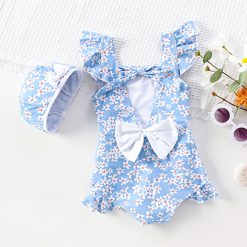 Costume Intero Bimba “Fior di Cielo”  con Cuffietta