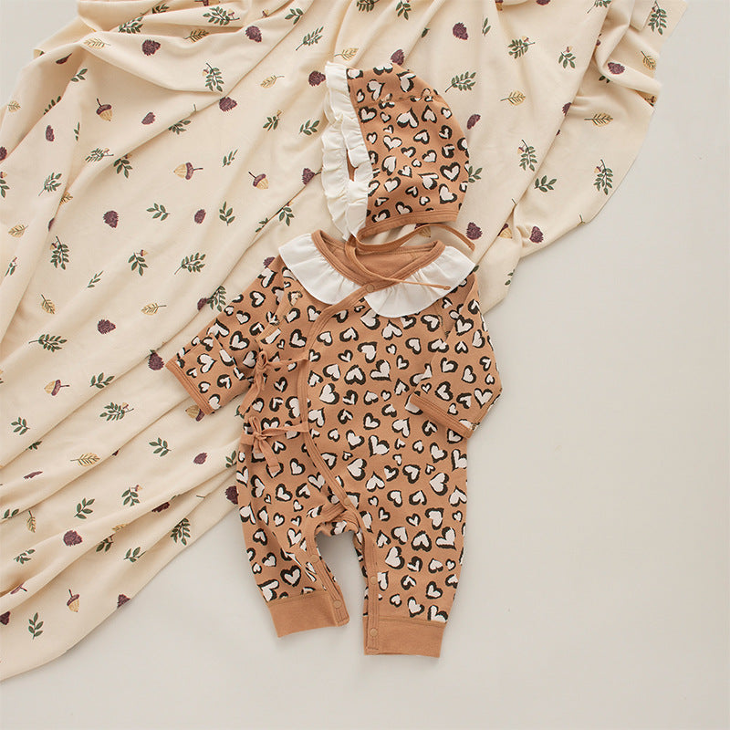 Coordinato Set Neonata/ Bimba  2 pezzi – Cuori animalier con colletto