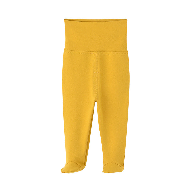 Pantaloni Neonato in Cotone con Piedini  Vita Alta