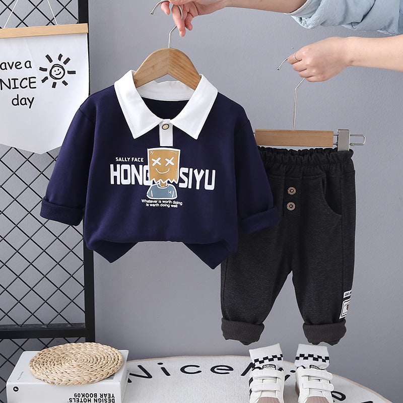 Completo Casual Bimbo "Cool Mood"  Felpa con Colletto e Pantaloni