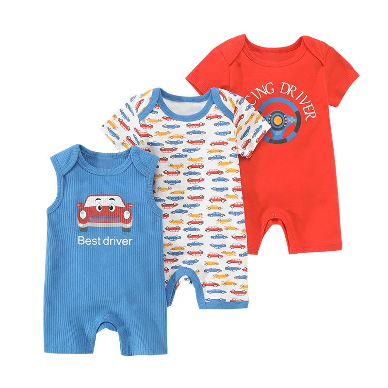 Set 3 Pagliaccetti Estivi per Neonato  Fantasie Colorate