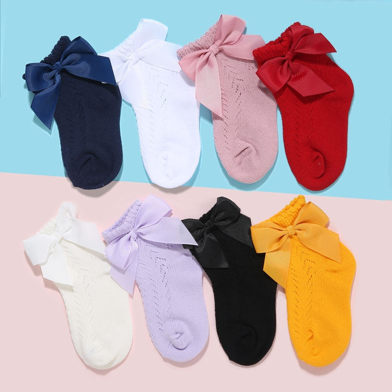 Calze Corte Bambina con Fiocco in Raso – Vari Colori