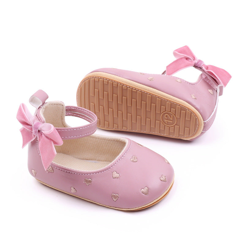 Scarpine Bambina con Cuoricini e Fiocco   Eleganza per i Primi Passi