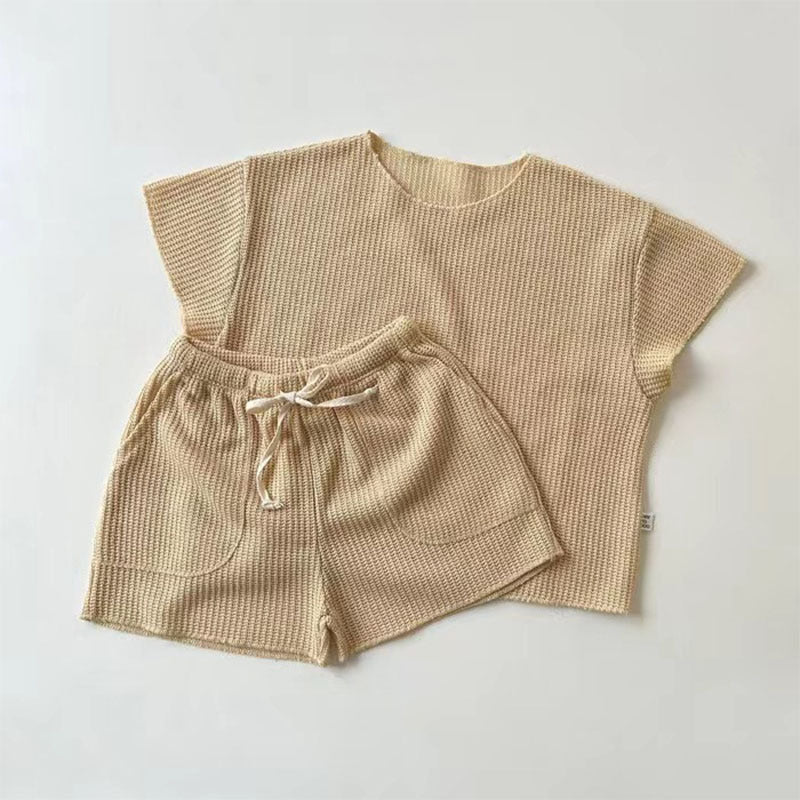 Completo Estivo Bambina  T-Shirt e Shorts in Maglia Leggera