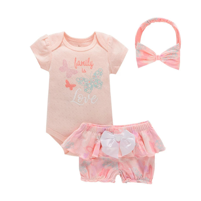 Completo Estivo Neonata   Body, Bloomers e Fascia Coordinata