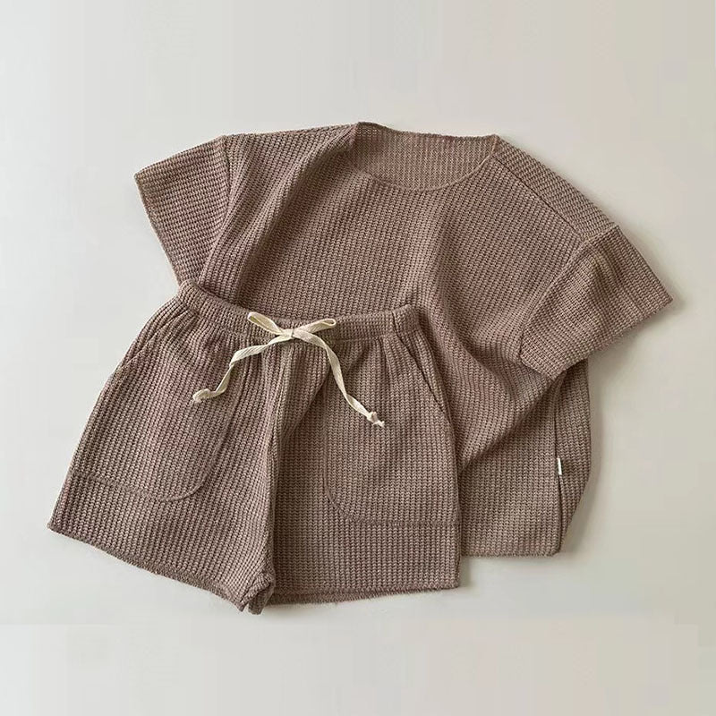 Completo Estivo Bambina  T-Shirt e Shorts in Maglia Leggera