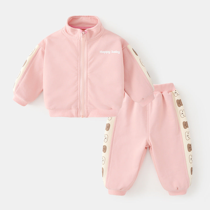 Tuta Bimbo/Bimba 2 Pezzi   Felpa con Zip e Pantaloni con Orsetti | “Happy Baby”