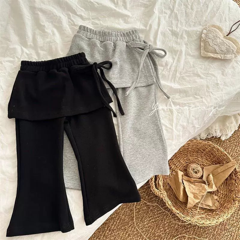 Pantaloni Autunno/Inverno con Gonna Sovrapposta – Nero/Grigio
