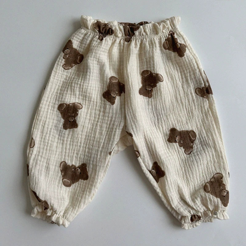 Pantaloni Neonato in Cotone Mussola Fantasia – Primavera/Estate