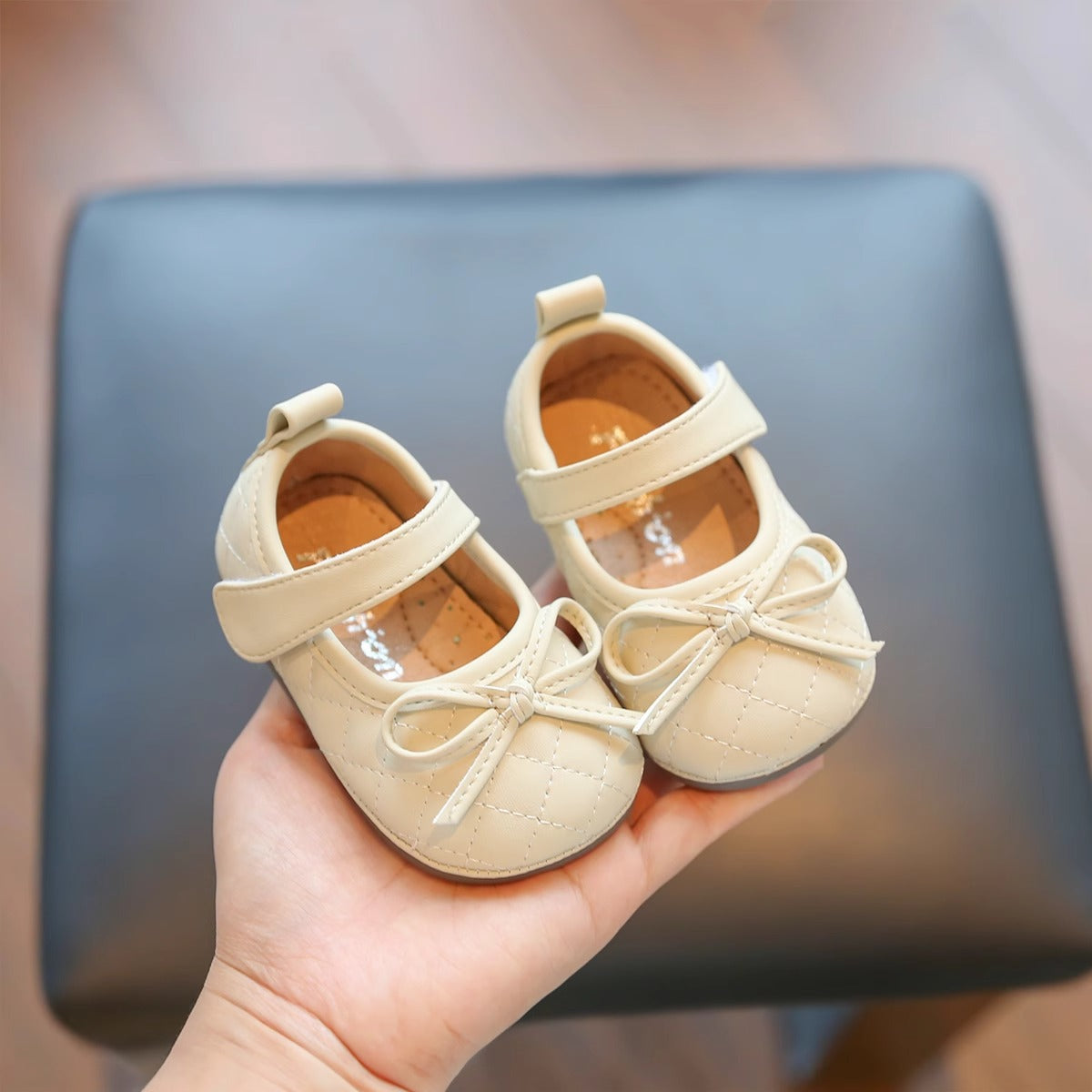 Ballerine Neonato Trapuntate con Fiocco