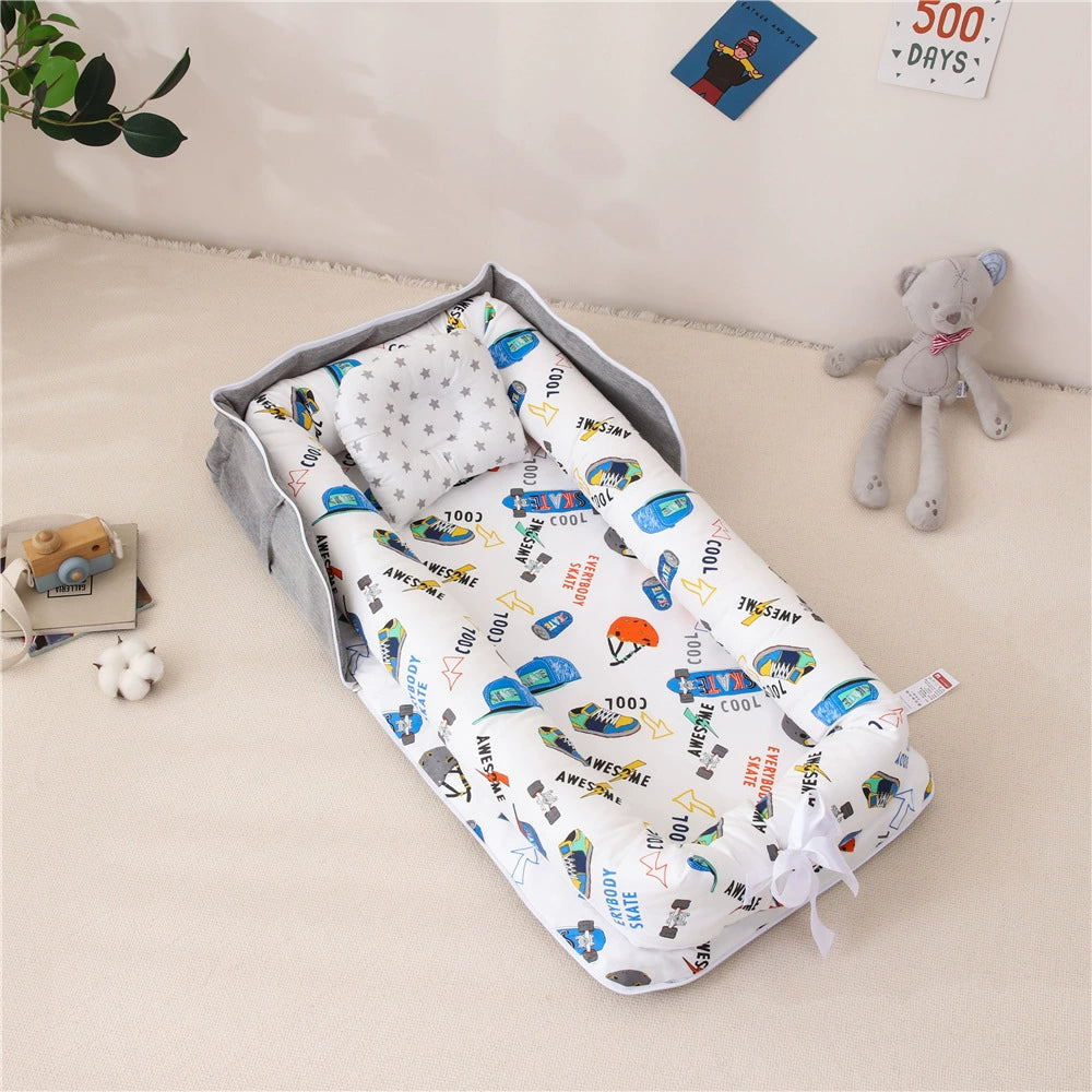 Nido - Culla  Portatile Neonato in Cotone con Cuscino