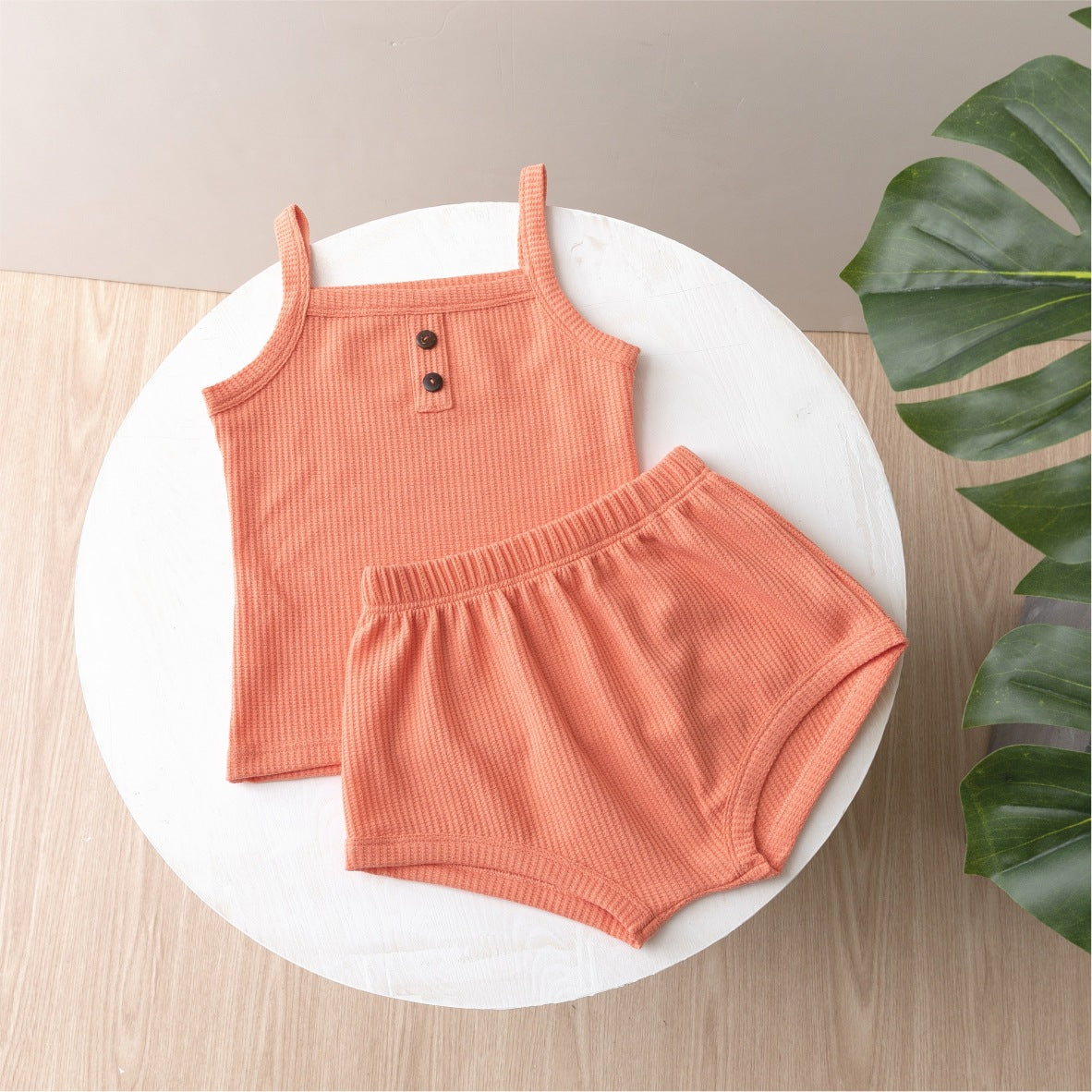 Completo estivo bimba in cotone waffle – 2 pezzi