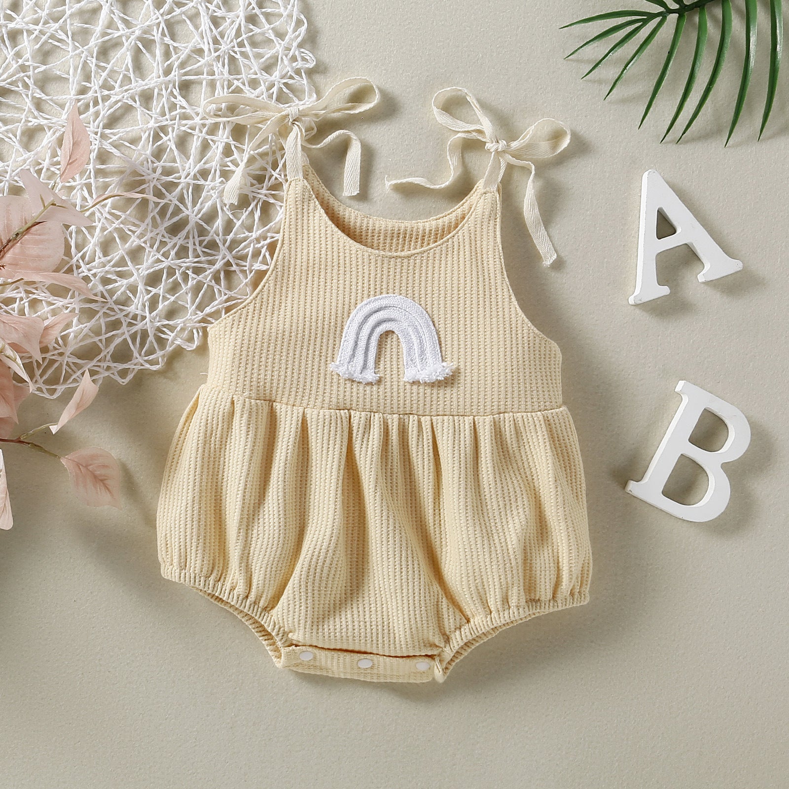 Pagliaccetto  Estivo Bambina/neonata con Arcobaleno e Fiocchi