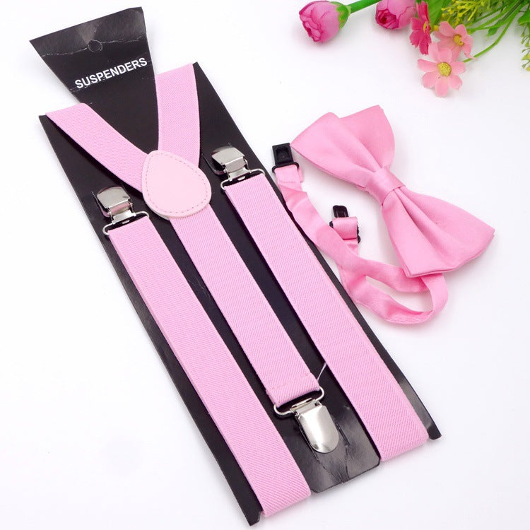 Set elegante bimbo con papillon e bretelle  regolabili