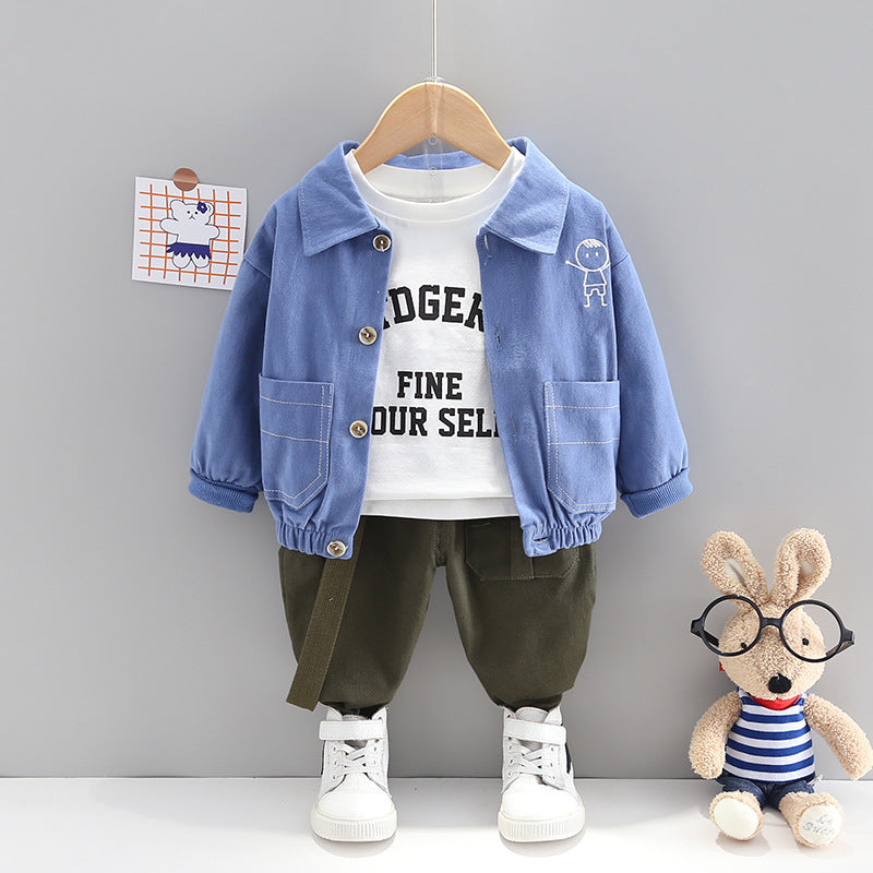 Completo Bimbo "Mini Explorer"   Giacca Nera, T-shirt e Pantaloni