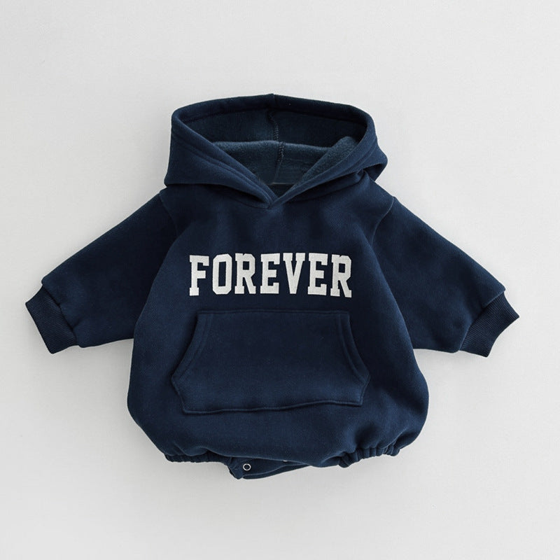 Pagliaccetto Neonato con Cappuccio  e Scritta "FOREVER"