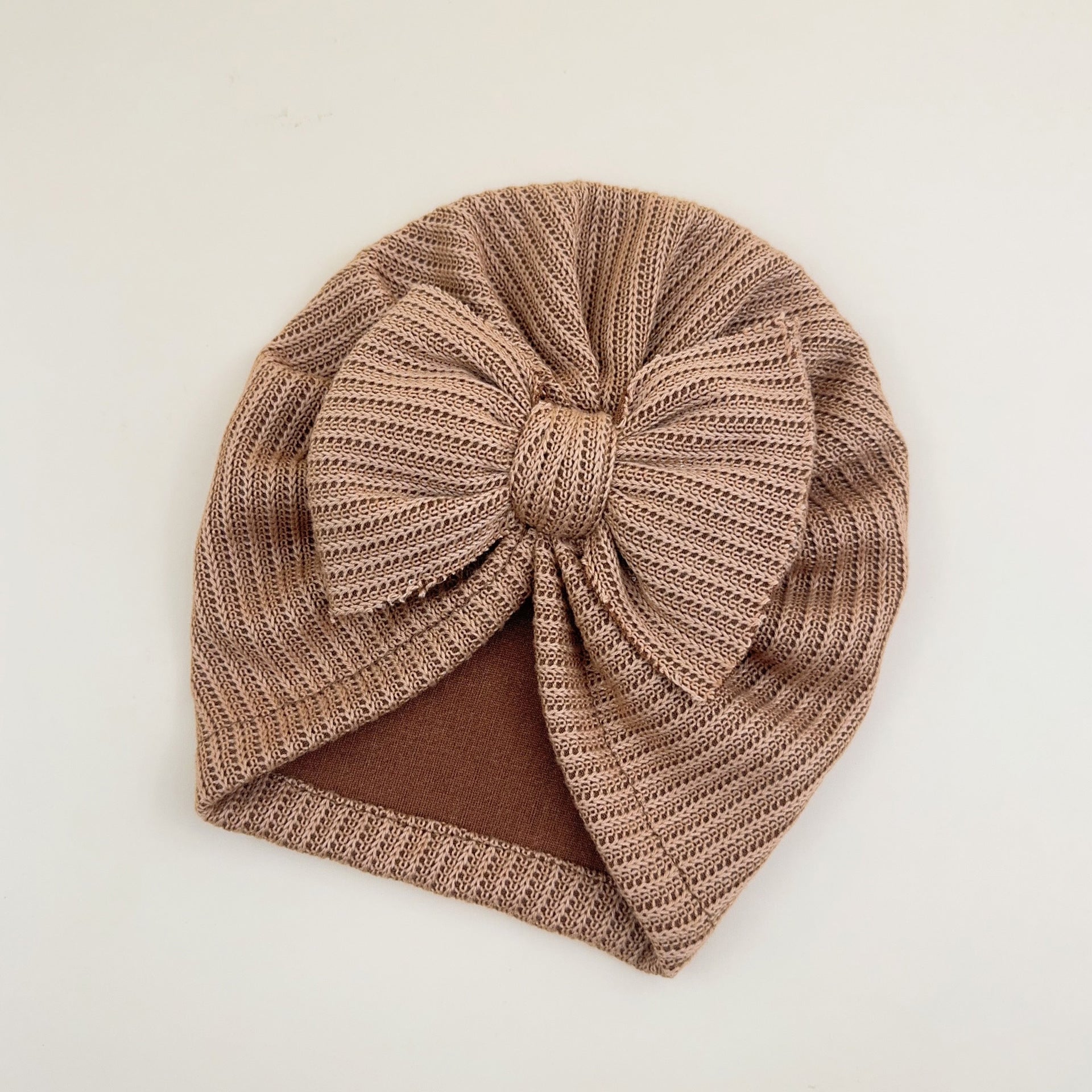 Turbante per Bambina in Maglia con Fiocco - Colore Neutro