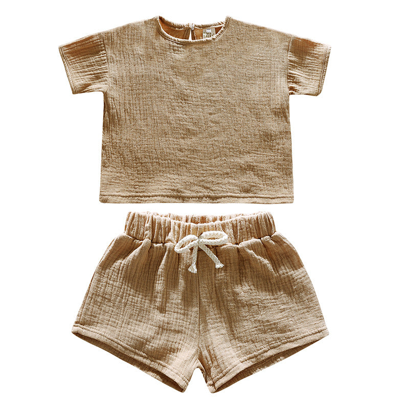 Completo Estivo Bambino in Mussola di Cotone   T-Shirt e Shorts