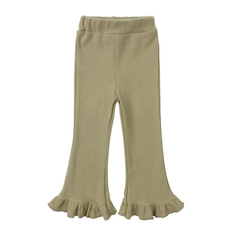 Leggings Bambina con Volant al Fondo   Modello Svasato  Vari Colori